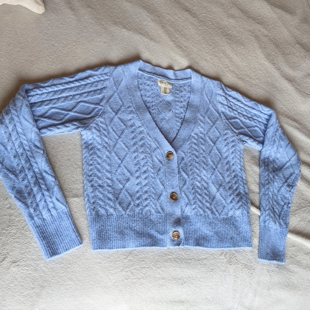 Jessica Simpson Soft Cropped Cable Knit Cardigan Sweater Size M